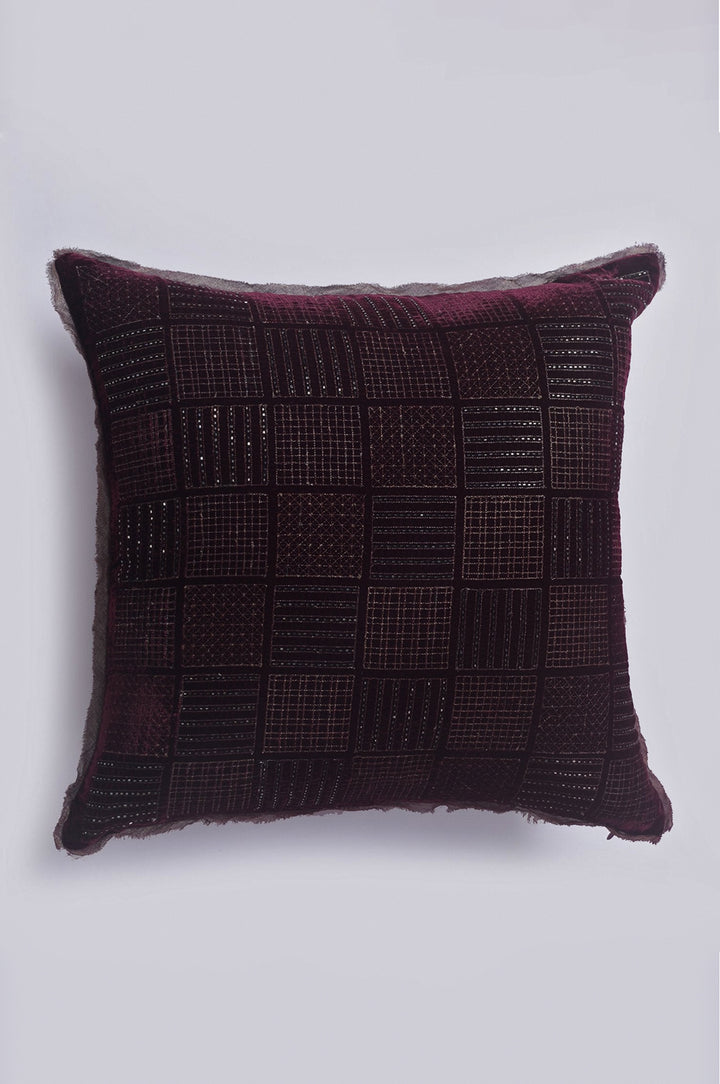 Liner Square Wine Velvet Cushion Cover