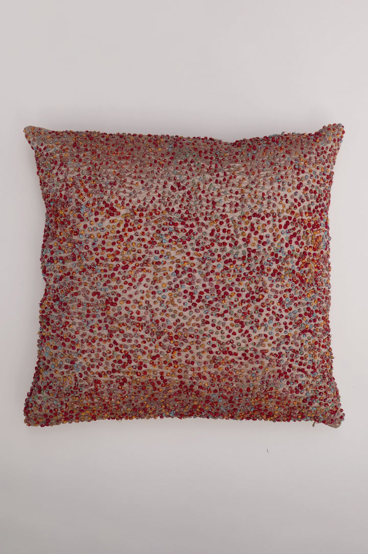 Multi Color French Knot Silk Cushion Cover