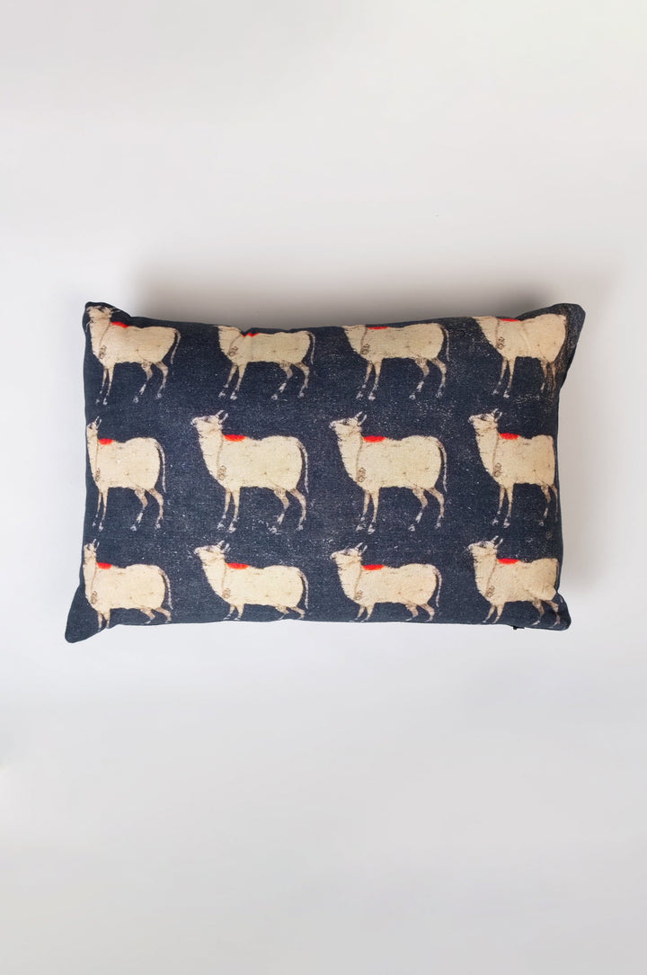 Black Cow Printed Cotton Cushion Cover