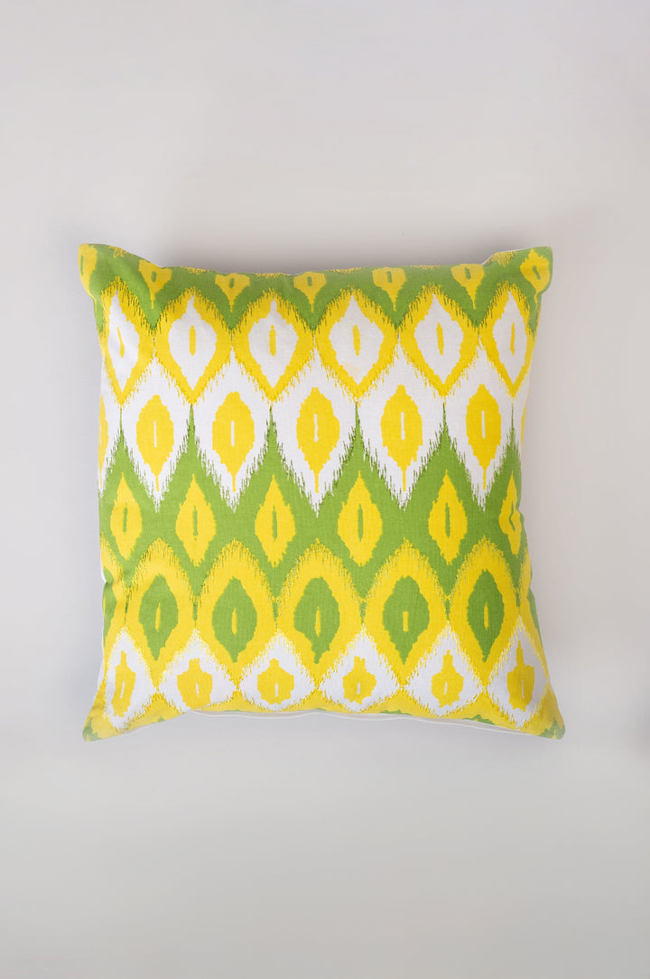 Green Yellow Printed Cotton Cushion Cover