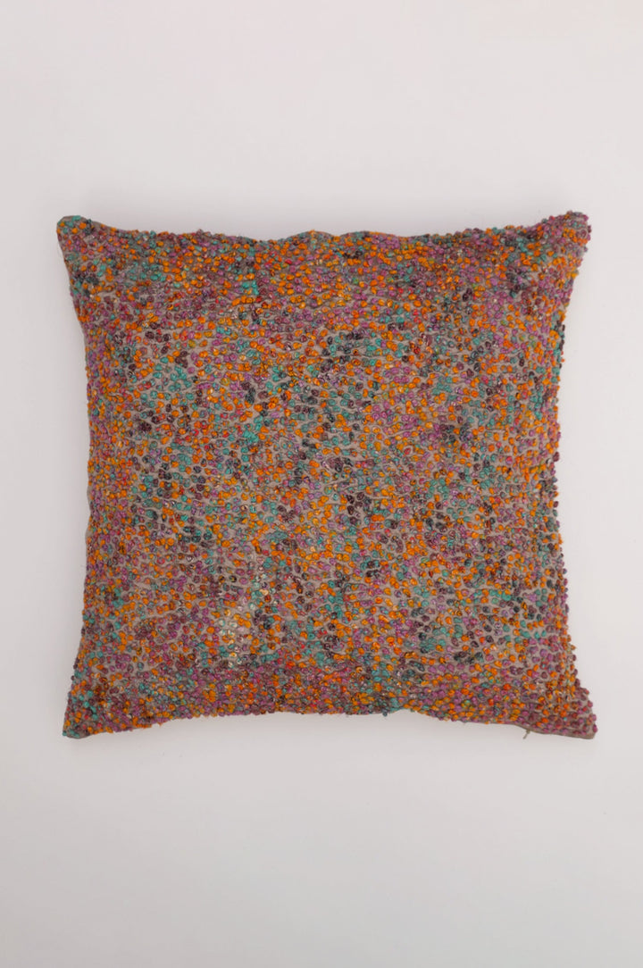 Multi Color French Knot Silk Cushion Cover