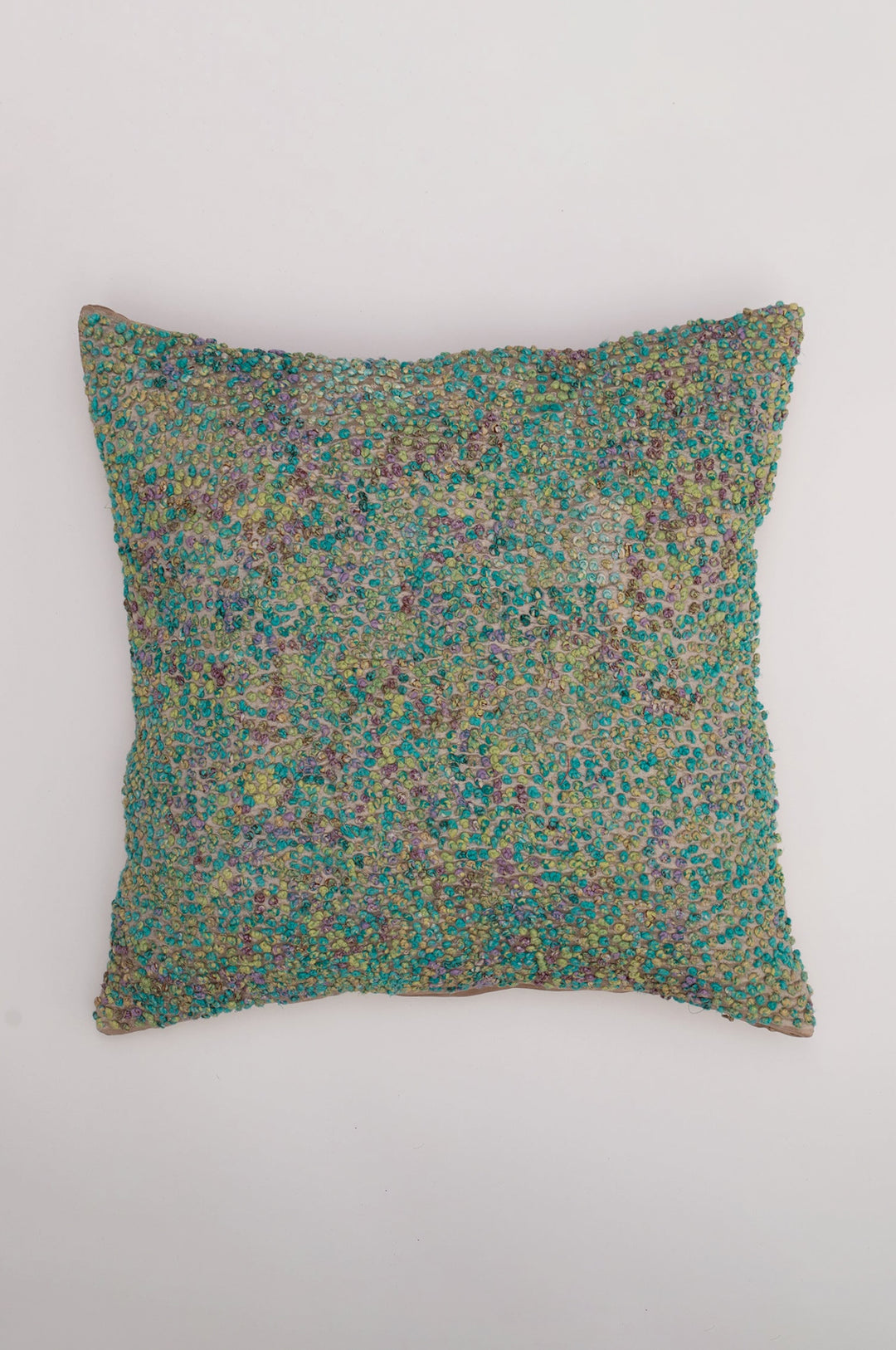 Green French Knot Silk Cushion Cover