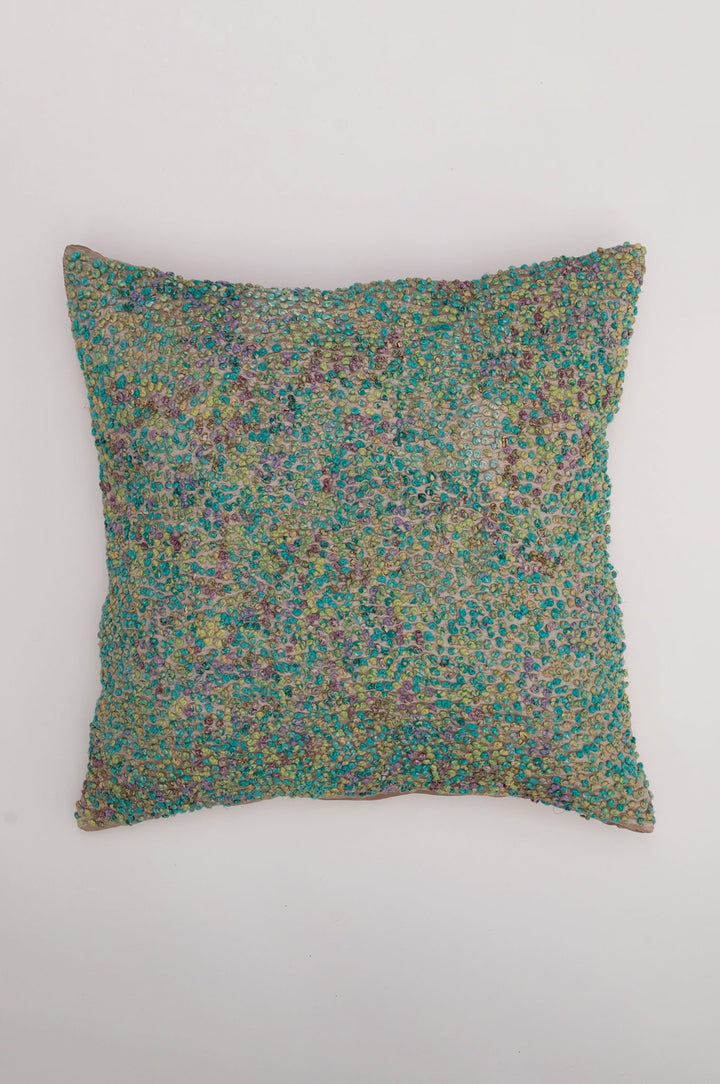 Green French Knot Silk Cushion Cover