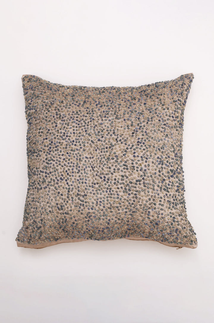 Beige French Knot Silk Cushion Cover