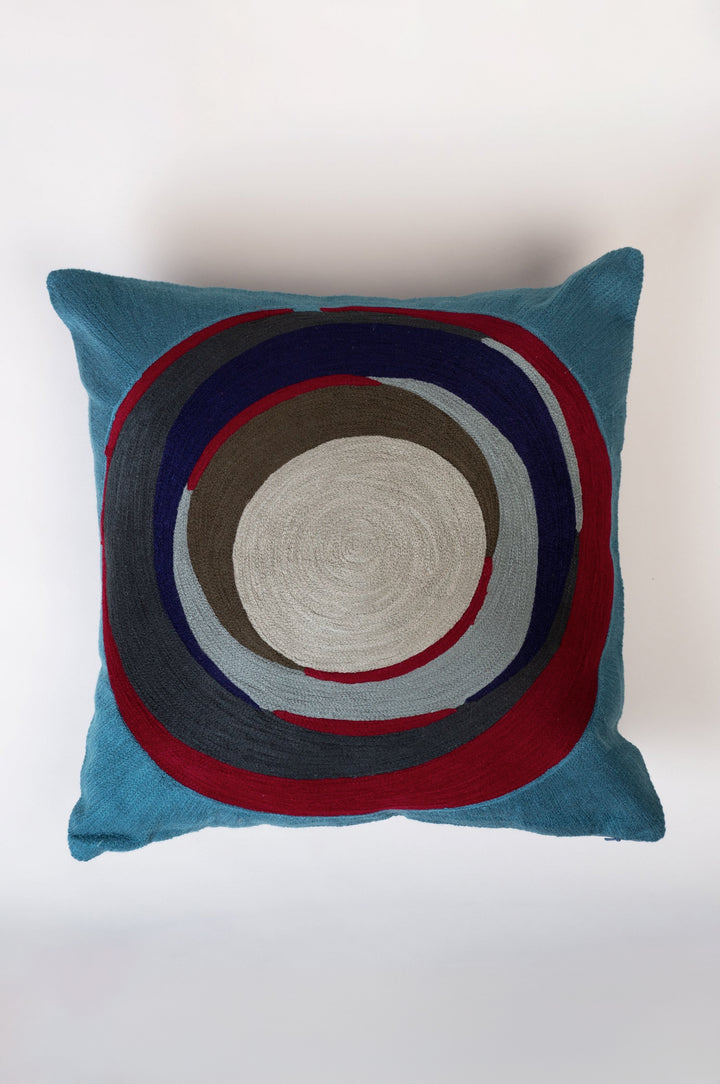 Blue Embroidered Cotton Cushion Cover