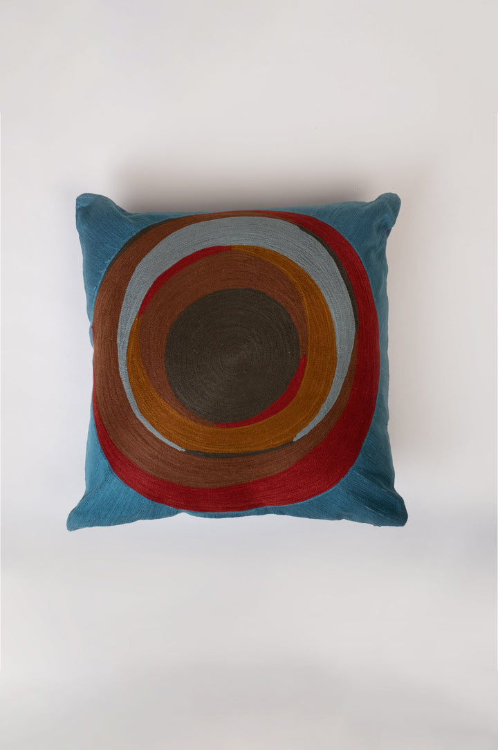 Blue Embroidered Cotton Cushion Cover