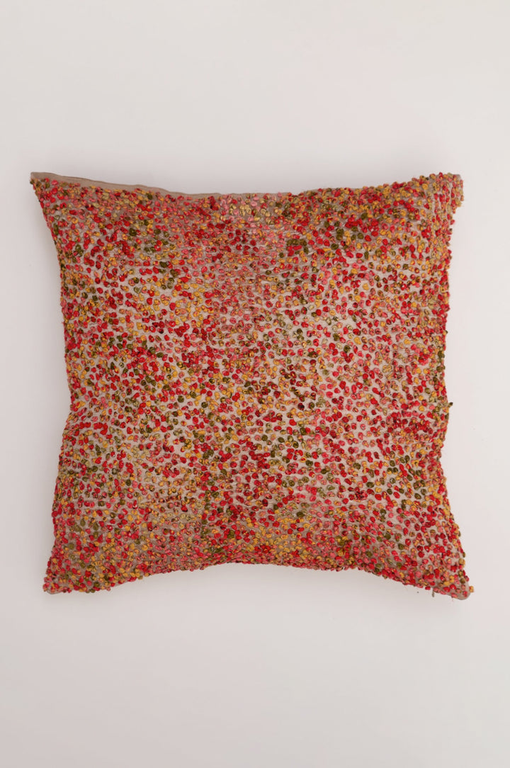 Multi Color French Knot Silk Cushion Cover