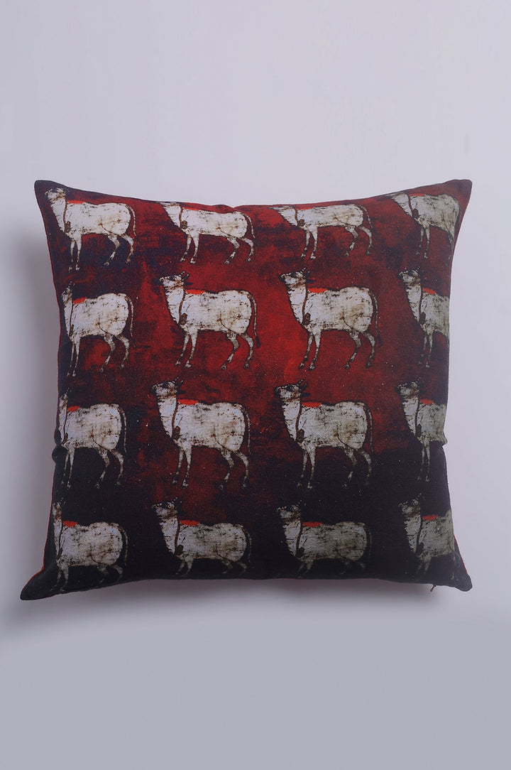 Red Cow Printed Cushion Cover