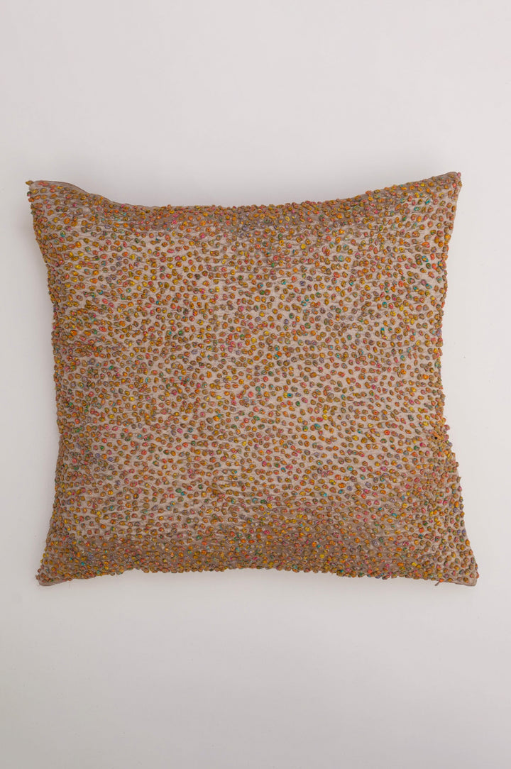 Multi Color French Knot Silk Cushion Cover