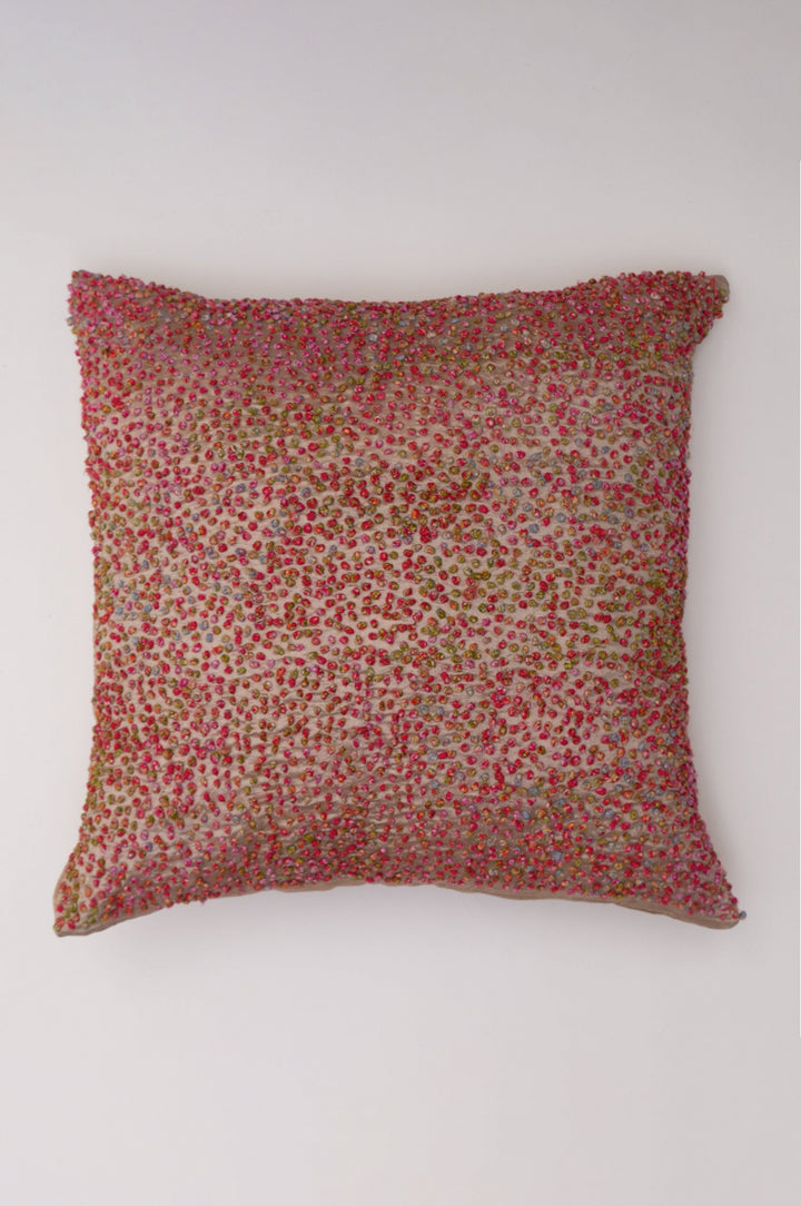 Multi Color French Knot Silk Cushion Cover