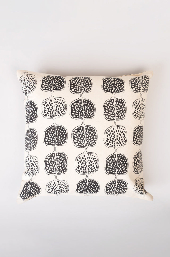 Off White Printed Cotton Cushion Cover