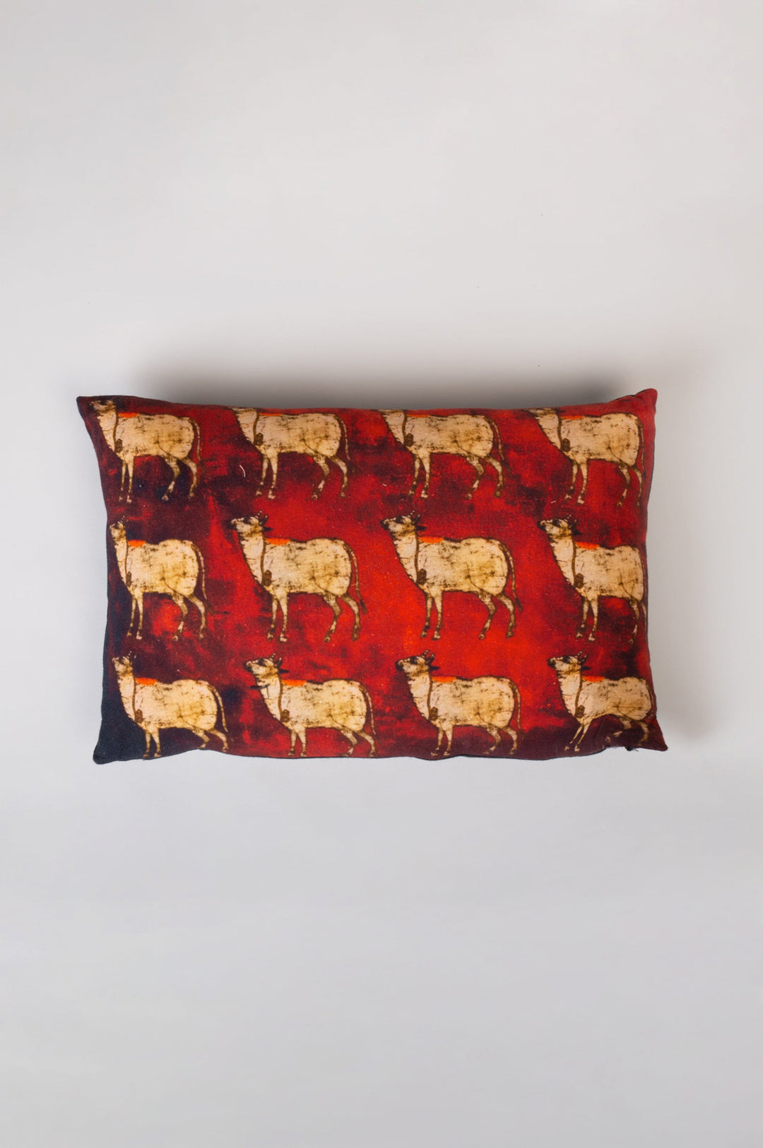 Red Cow Printed Cotton Cushion Cover