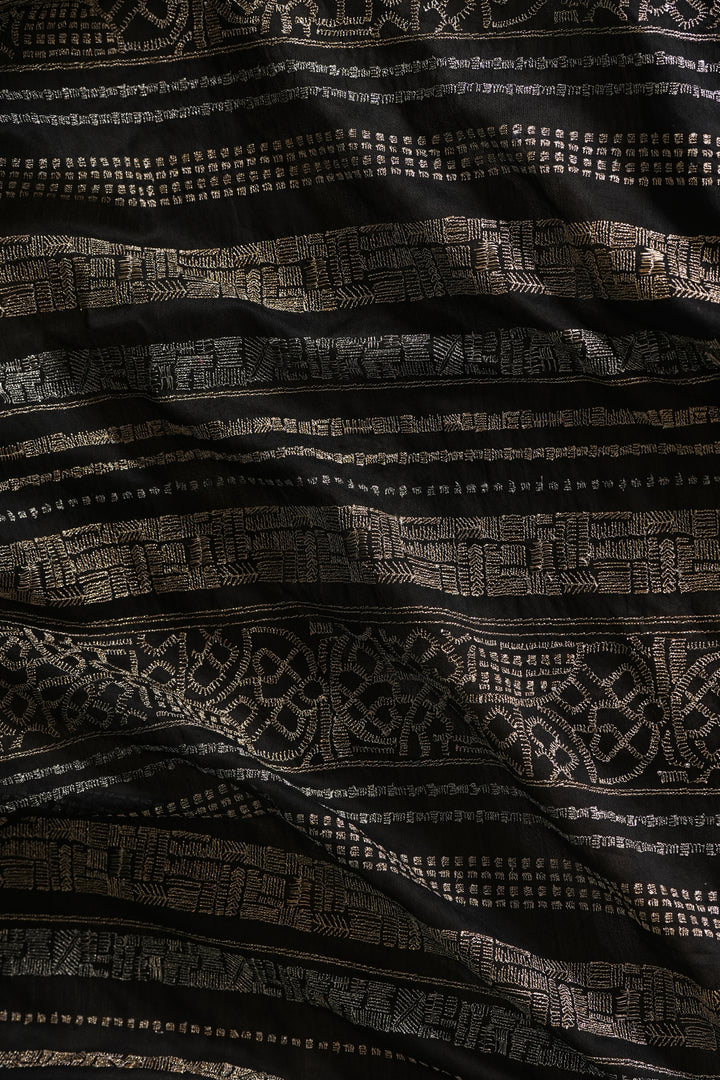 Black Embroidered Chanderi Saree