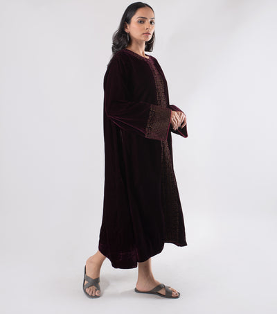 Plum Embroidered Velvet cape