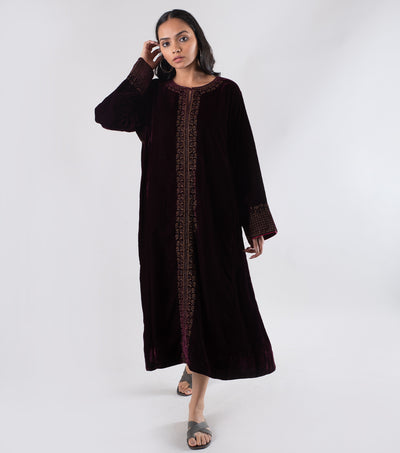 Plum Embroidered Velvet cape