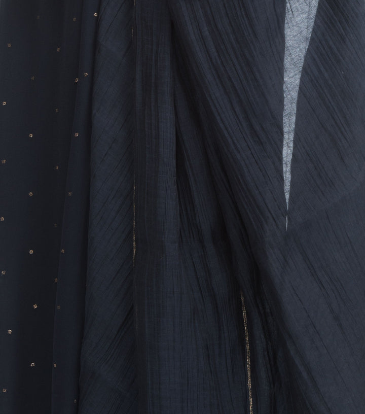 Navy Blue Georgette Embroidered Kurta