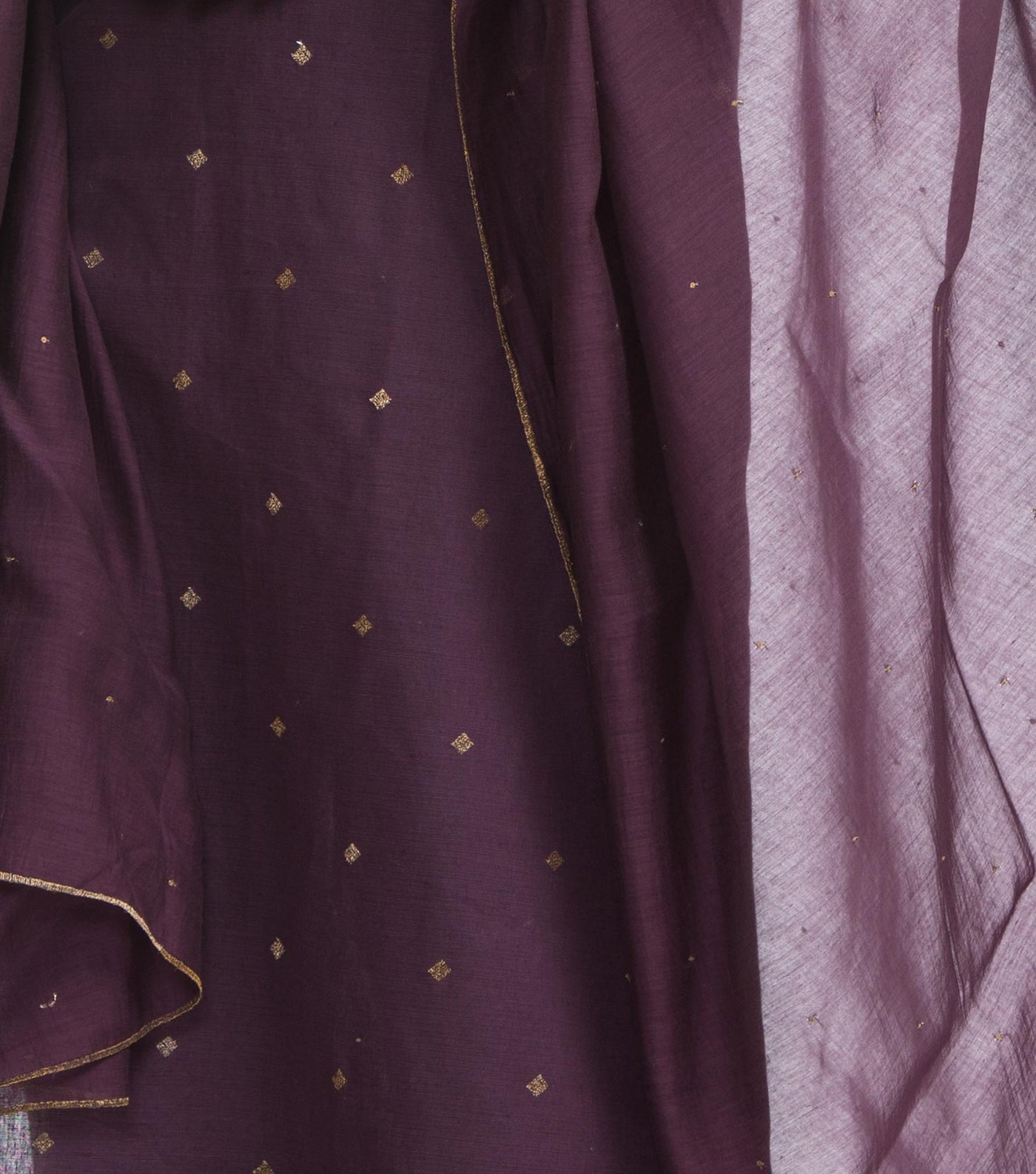 Purple Embroidered Linen Suit set