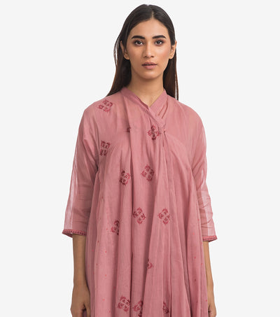 Pink cotton embroidered Choga