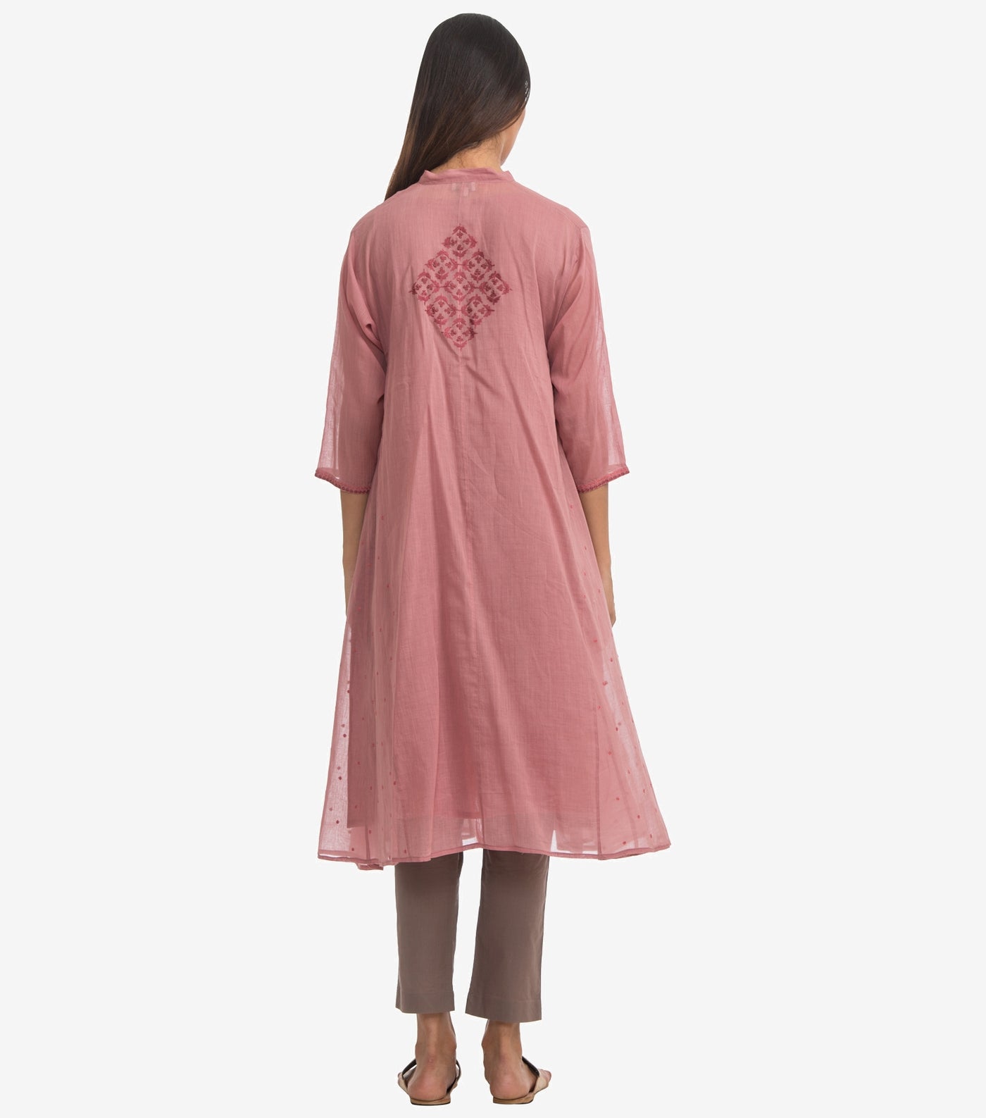 Pink cotton embroidered Choga
