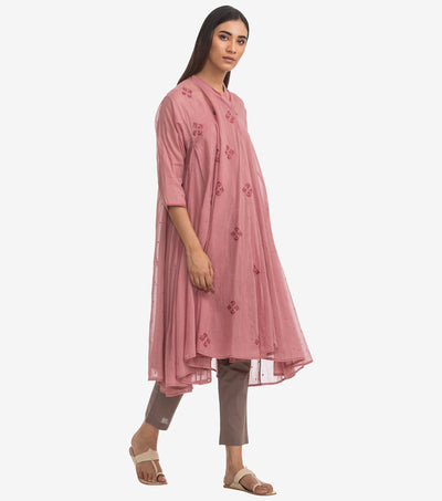 Pink cotton embroidered Choga