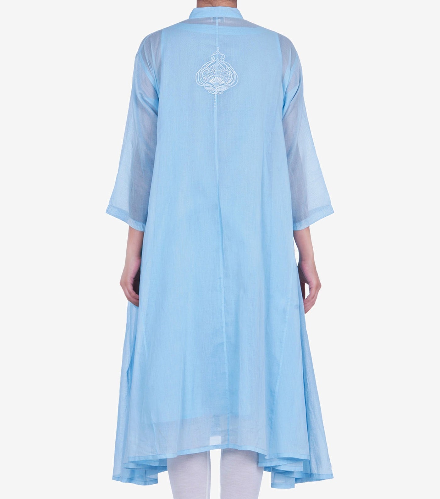 Sky Blue Embroidered Cotton Choga