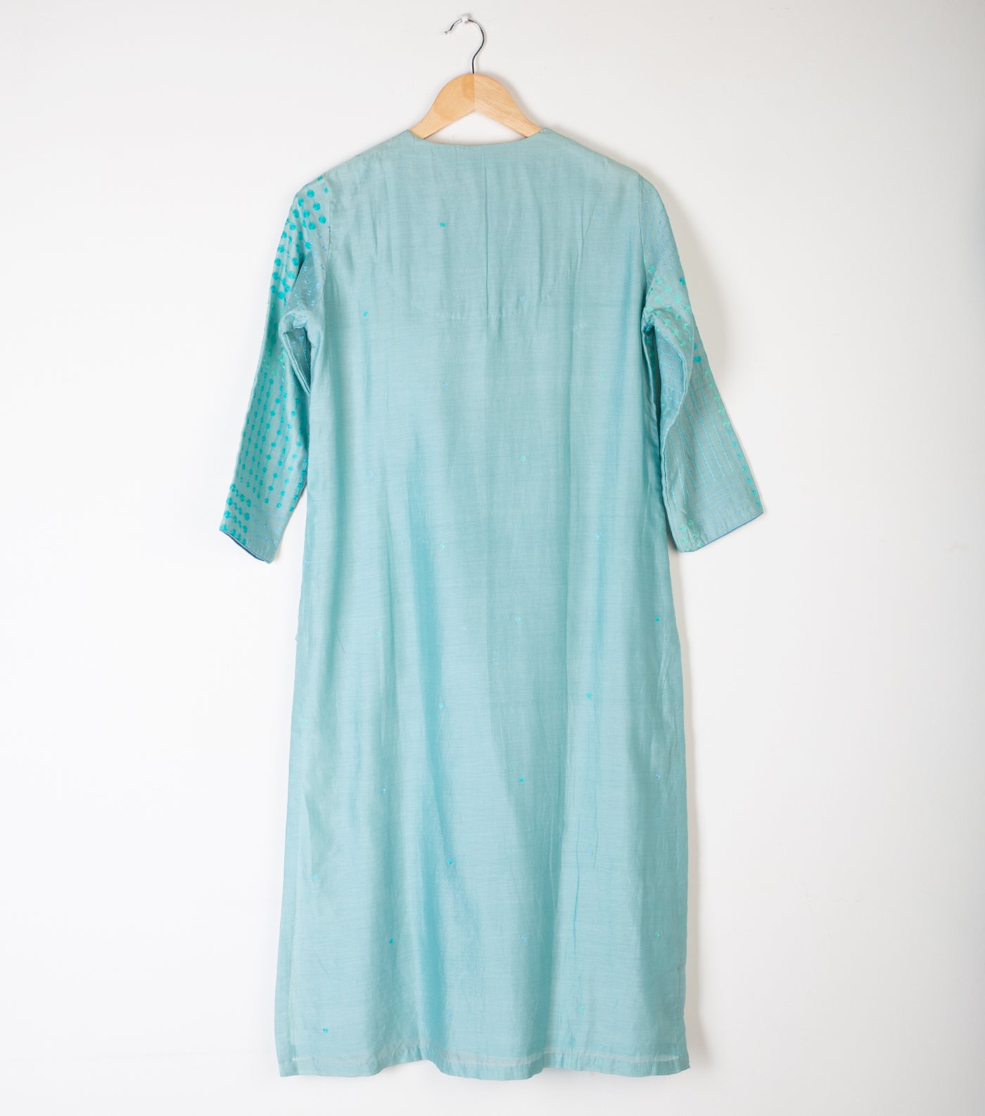 Sea Green Embroidered Cotton Kurta