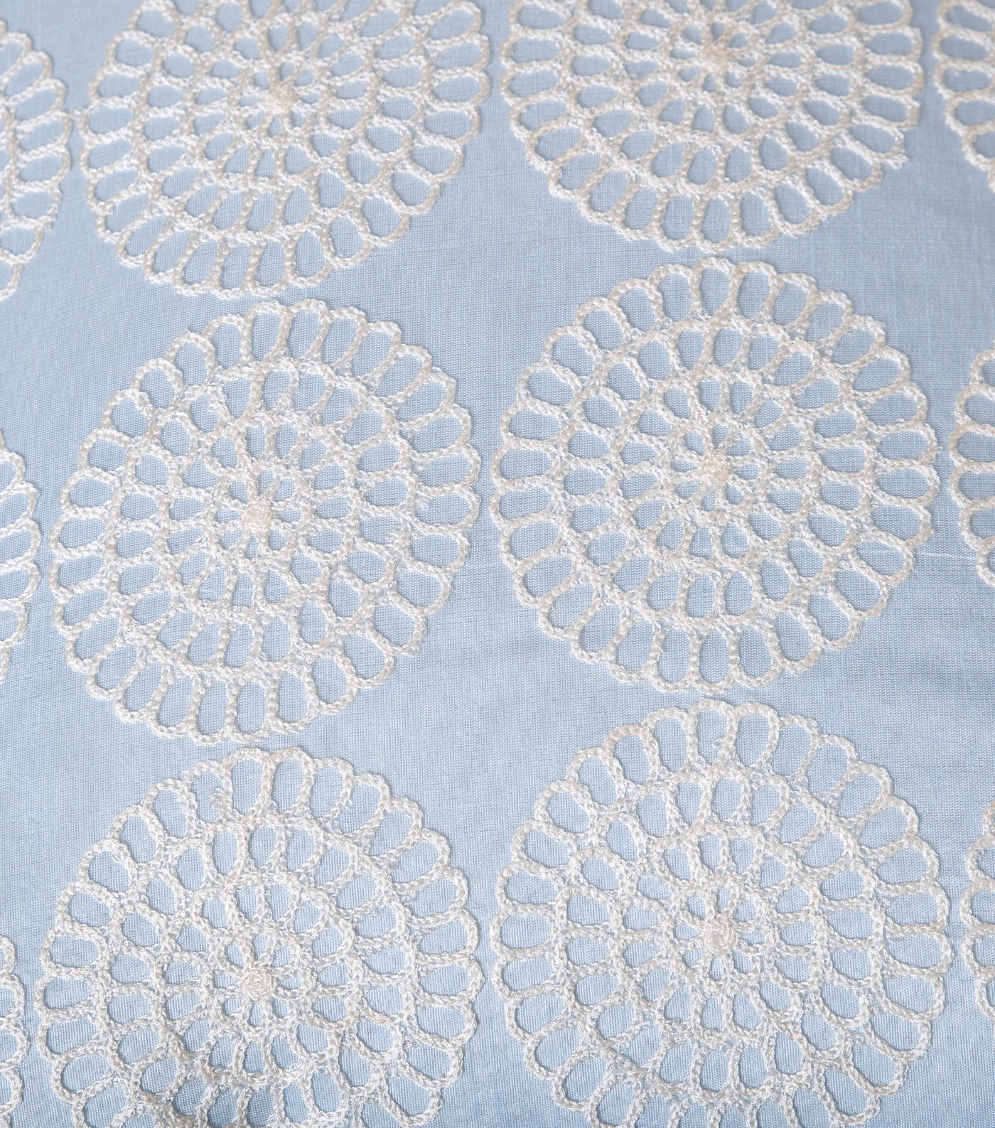 Sky Blue Embroidered Silk Cushion Cover