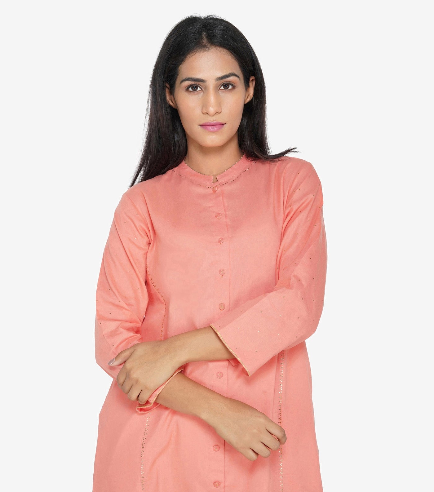 Peach fine cotton kurta