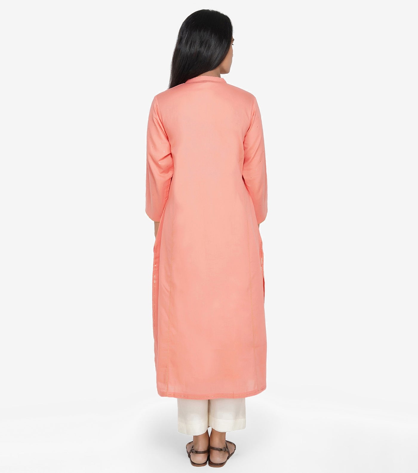 Peach fine cotton kurta