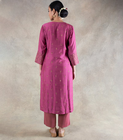 Magenta Hand Embroidered Suit Set
