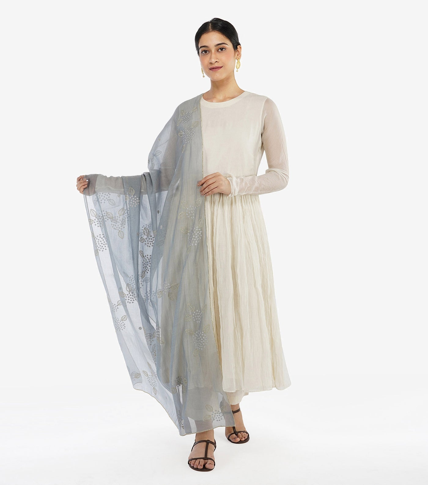 Lavender chanderi embroidered dupatta