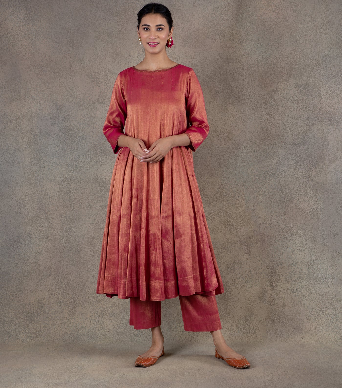Pink Tissue Kurta with Palazzo