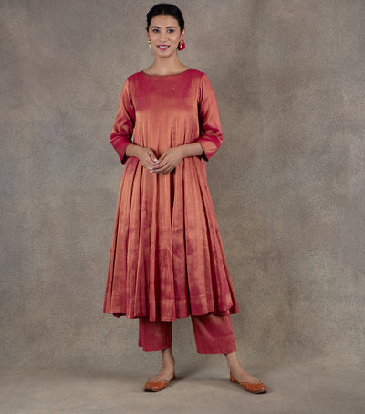 Pink Tissue Kurta with Palazzo Pants Set