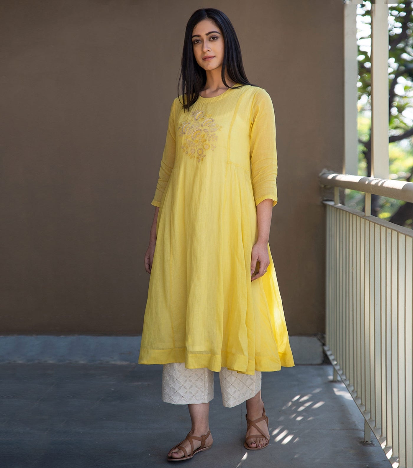 Yellow cotton kurta