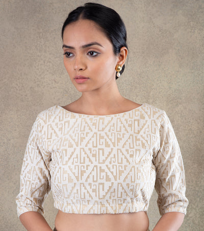 Ivory embroidered chanderi Blouse