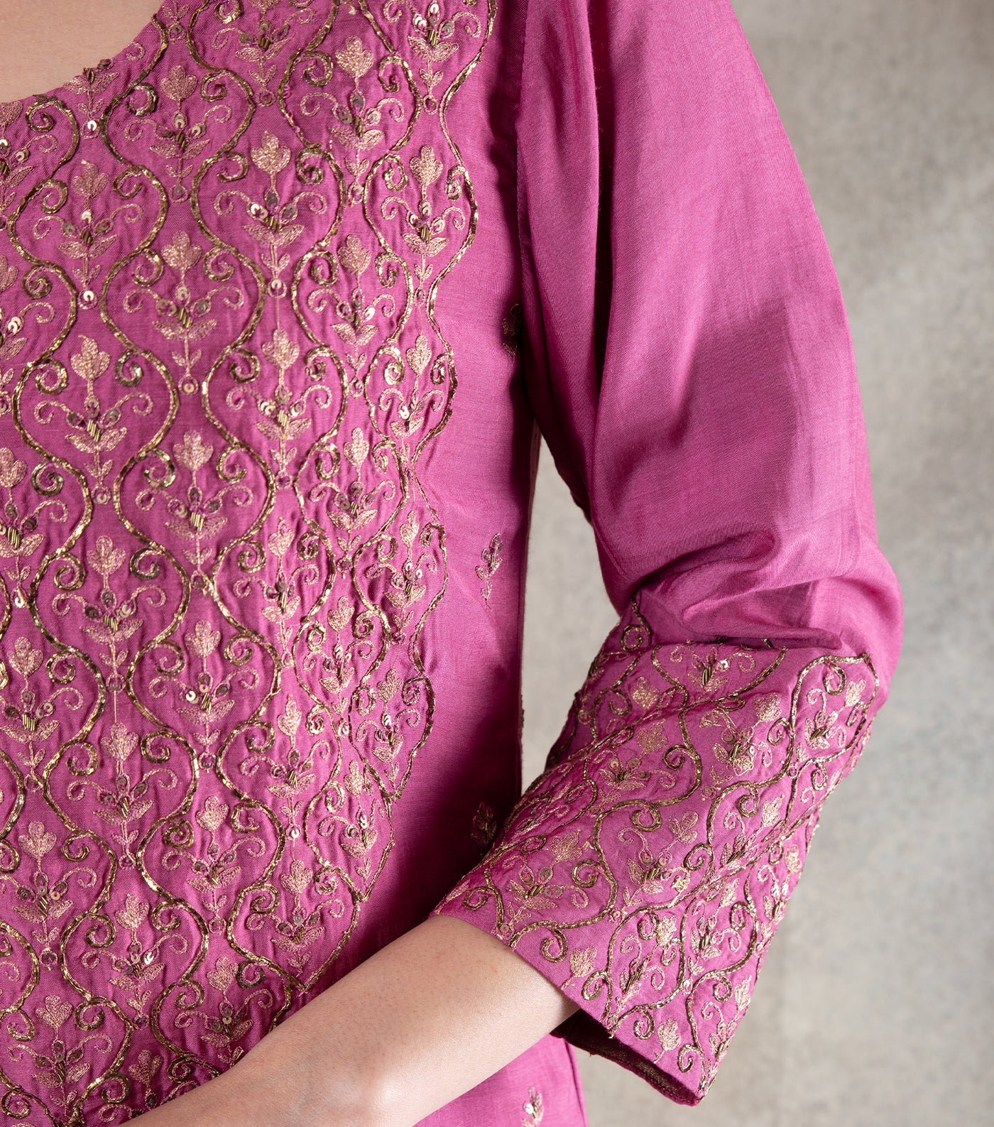 Magenta Hand Embroidered Suit Set