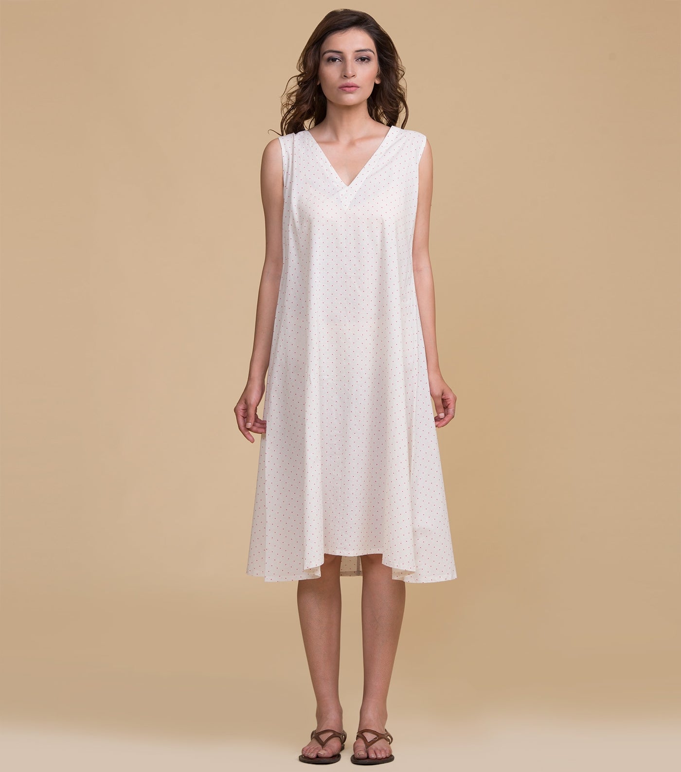 White solid cotton dress