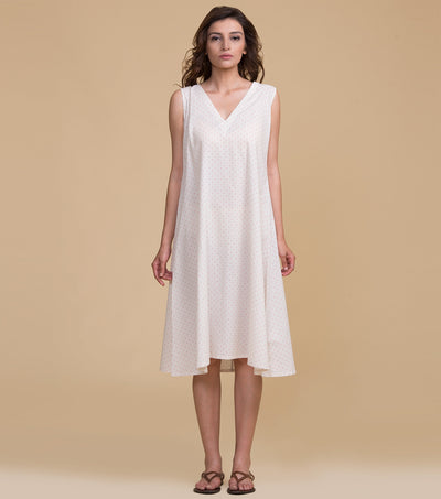 White solid cotton dress