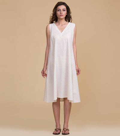 White solid cotton dress