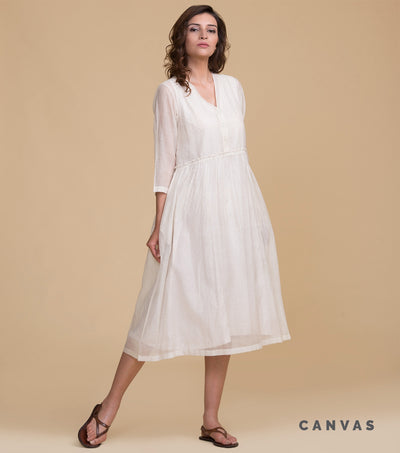 White solid cotton dress