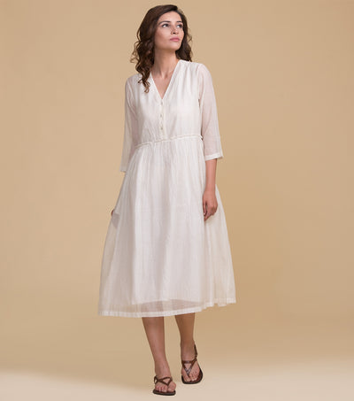 White solid cotton dress