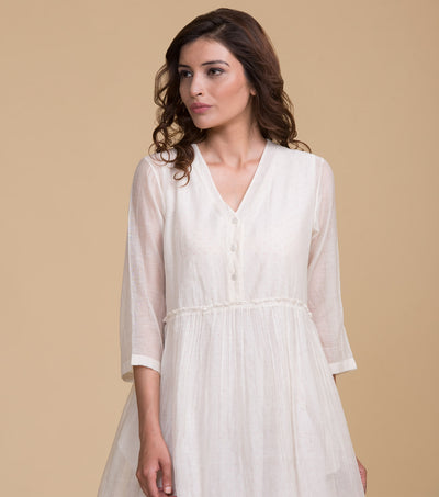 White solid cotton dress