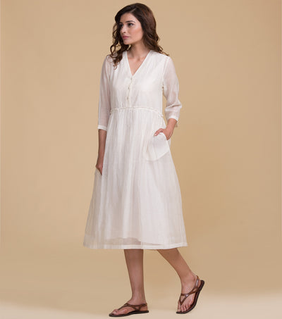 White solid cotton dress
