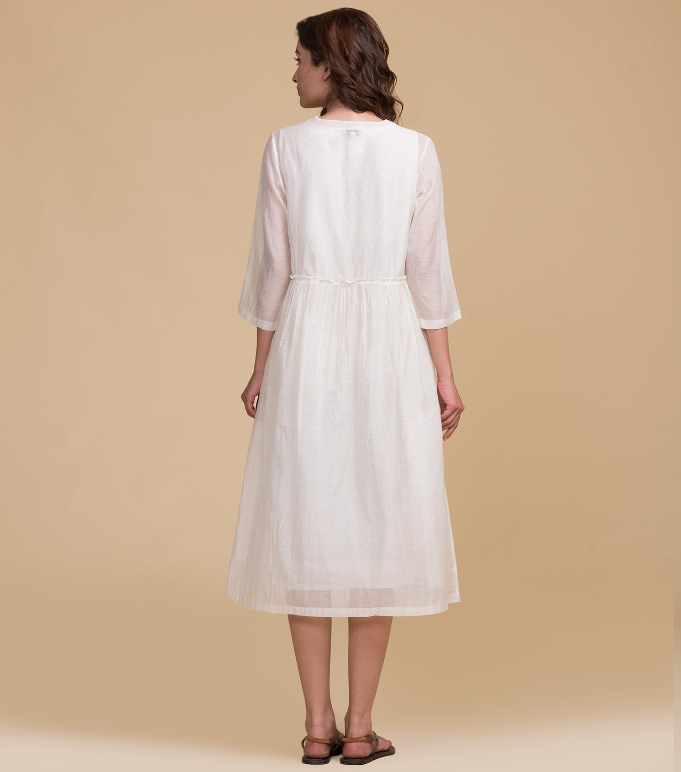 White solid cotton dress