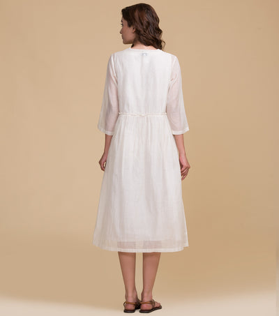 White solid cotton dress