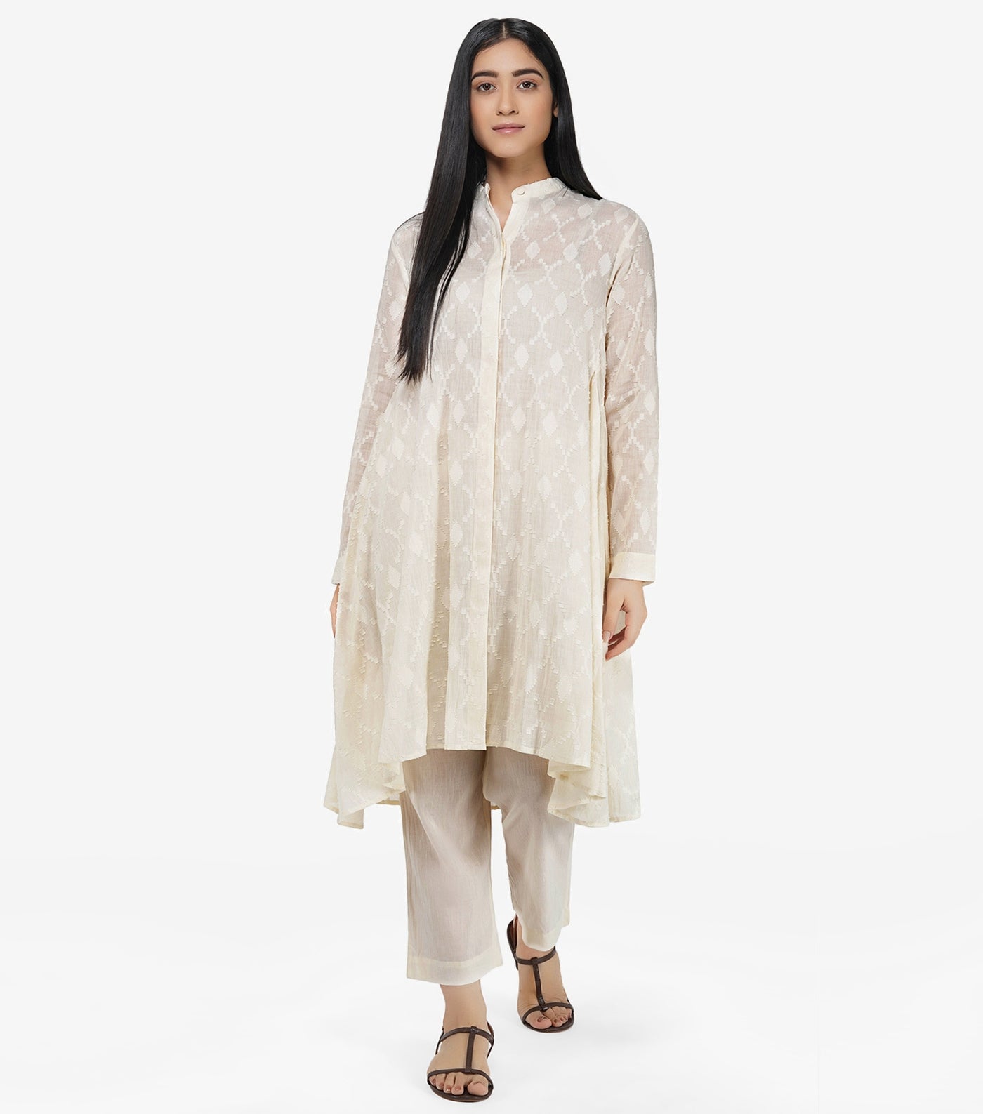 Natural flared cotton kurta