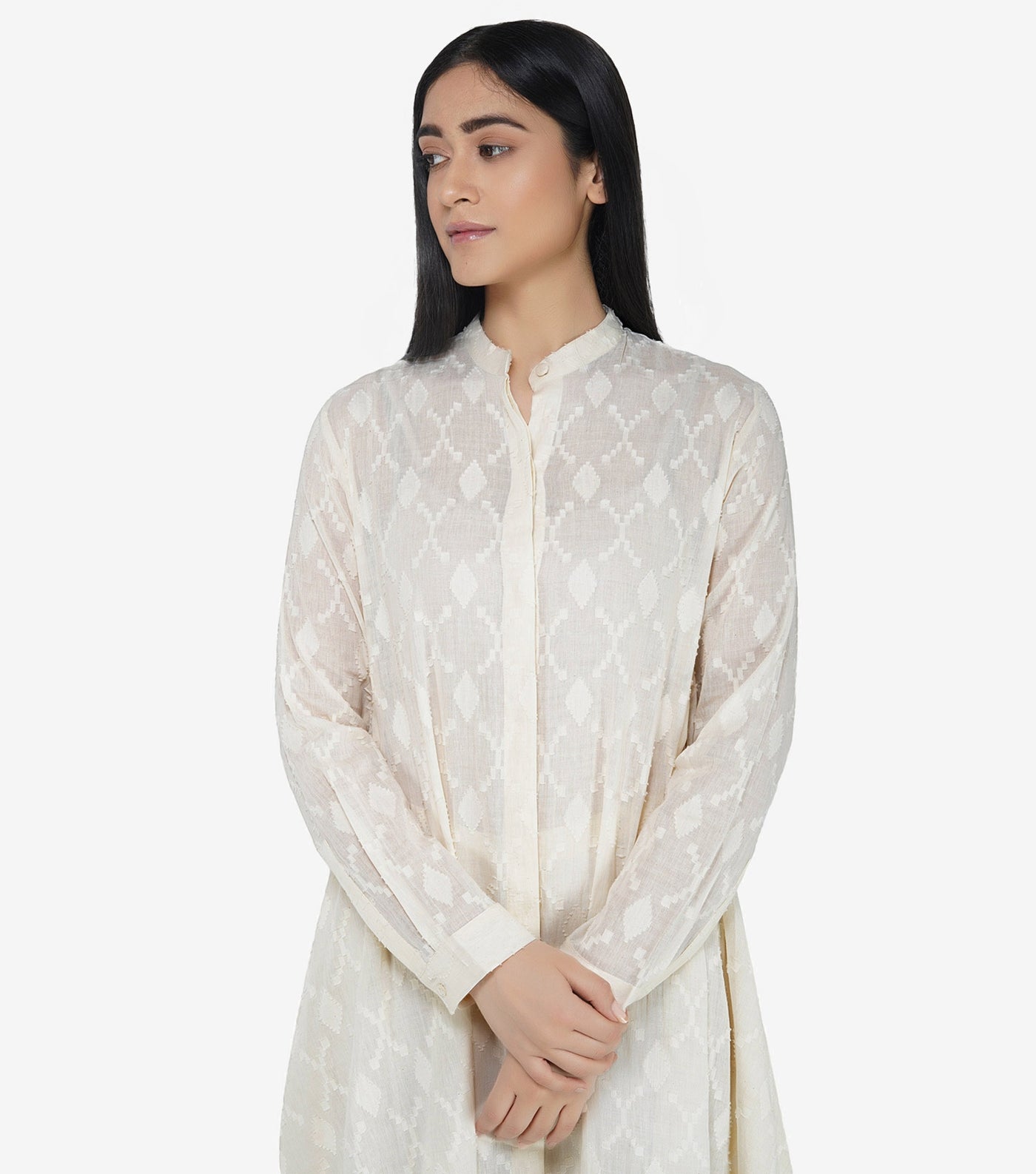Natural flared cotton kurta