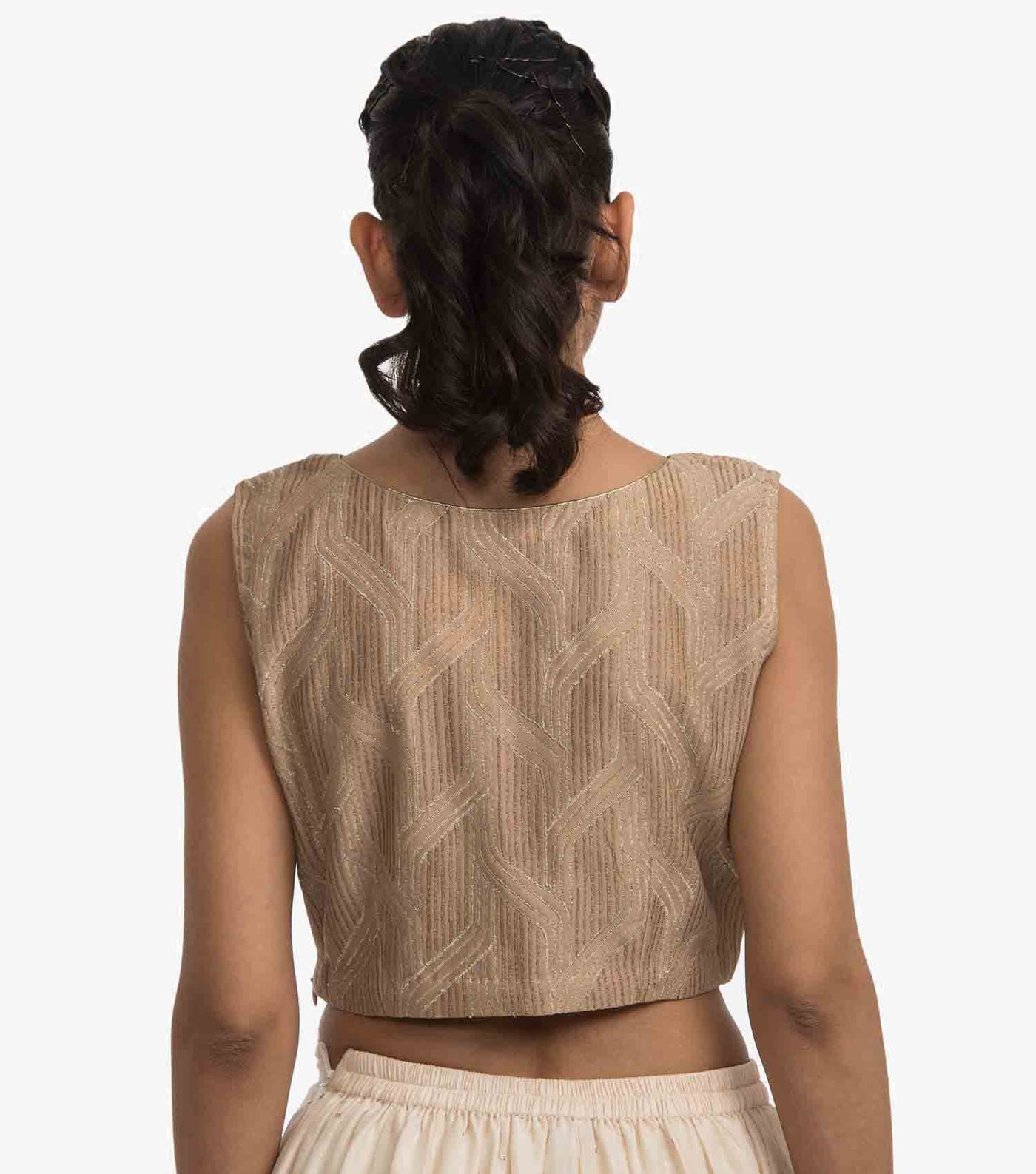 Beige chanderi embroidered Blouse