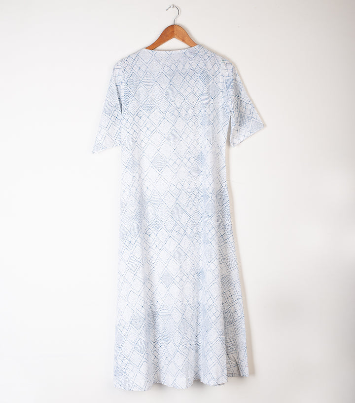 White Printed Cotton Kurta