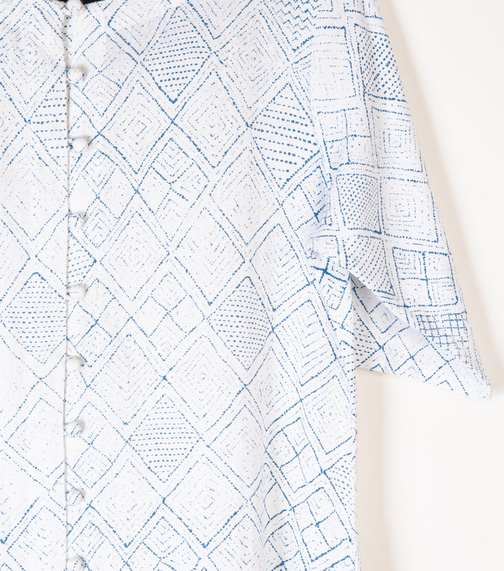 White Printed Cotton Kurta